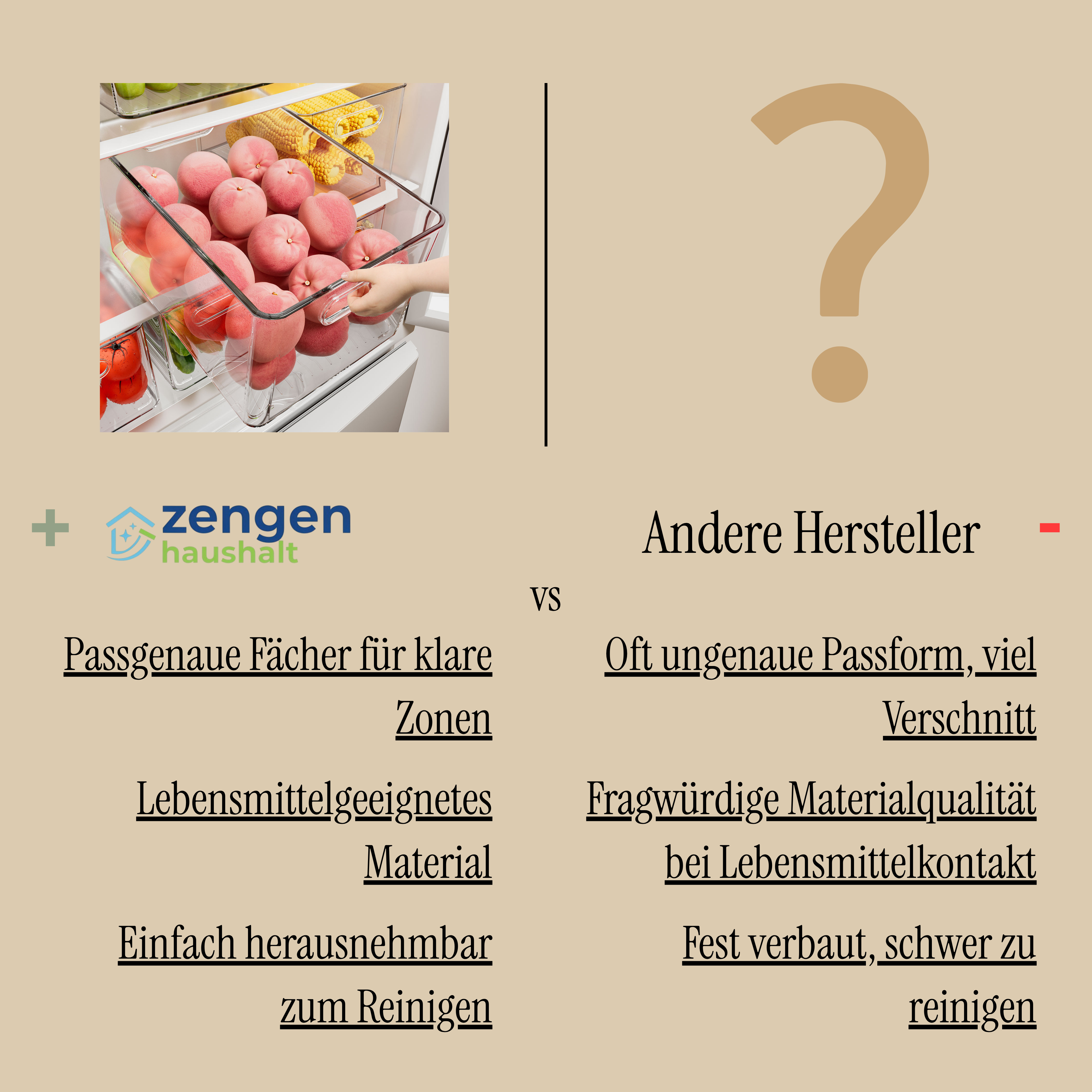 Zengen-Haushalt Kühlschrank-Organizer im Vergleich zu anderen Herstellern
